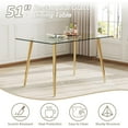 thumbnail image 4 of 51" Rectangular Glass Dining Table for 4 Persons with Clear Tempered Glass Top & Plated Metal Legs, Modern Kitchen Table for Dining Room, Home Office, Meeting, 4 of 6