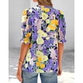 thumbnail image 4 of BTFBM Summer Blouses for Women Dressy Casual Fashion Spring Tops Floral Boho V Neck Puff Short Sleeve Top Shirts, 4 of 7