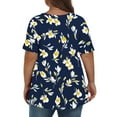 thumbnail image 4 of Sexlip Womens Short Sleeve V Neck Blouse Floral Print Design Soft Fabric Relaxed Silhouette for Casual Outings Blue XXXXL, 4 of 6