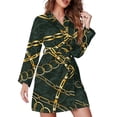 thumbnail image 1 of Peignoir de Pyjama Imprimé Chaînes Dorées Manches Longues Pied-de-Poule Coloré Rétro Col en V Robe de Nuit Automne, 1 of 5