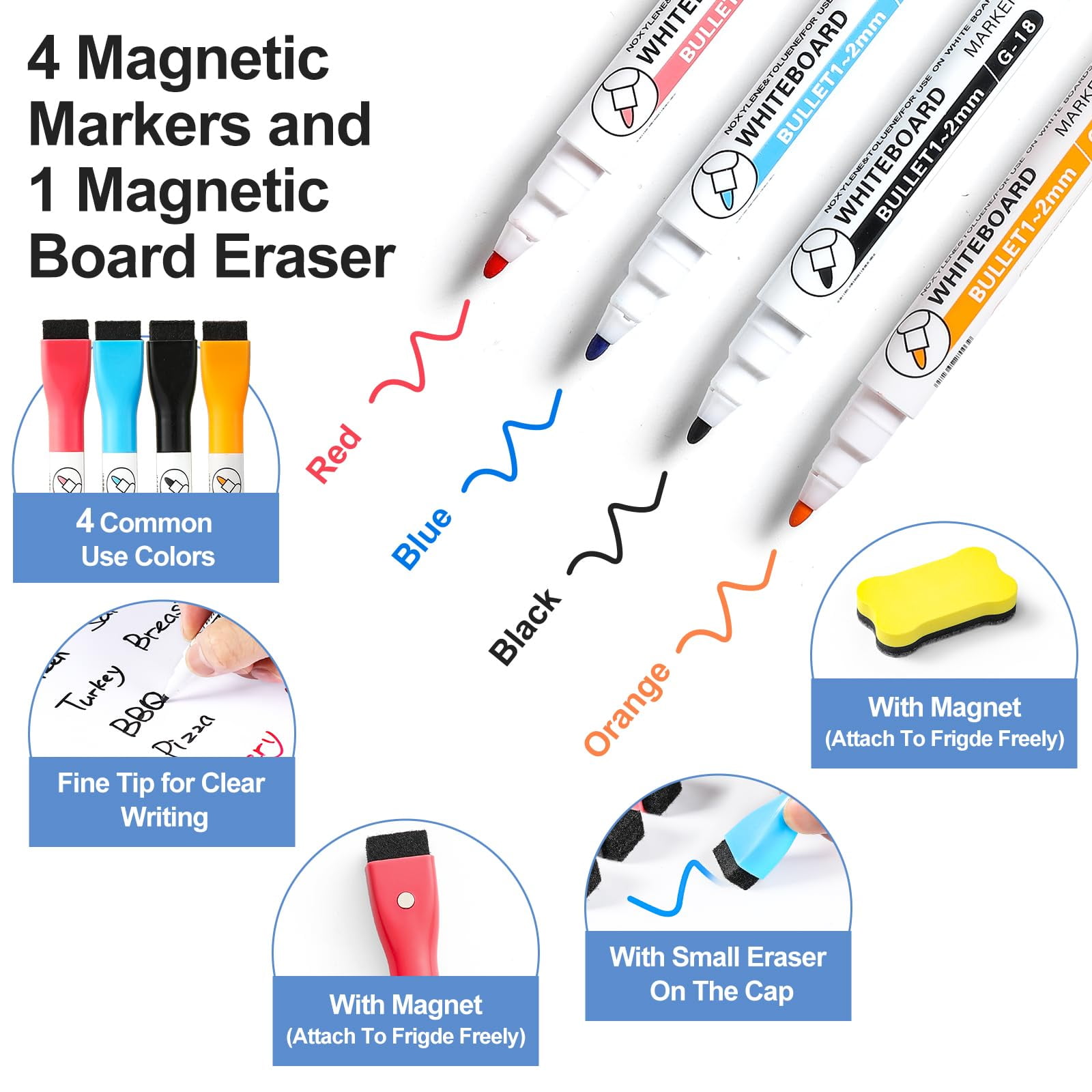 2 PCS Magnetic Dry Erase Whiteboard for Fridge, Reuasble & Erasable White Board Sheet for Refrigerator, Freezer - Smooth & Flexible Magnet Blank Notepad for Home, Kitchen Organizer and Planner