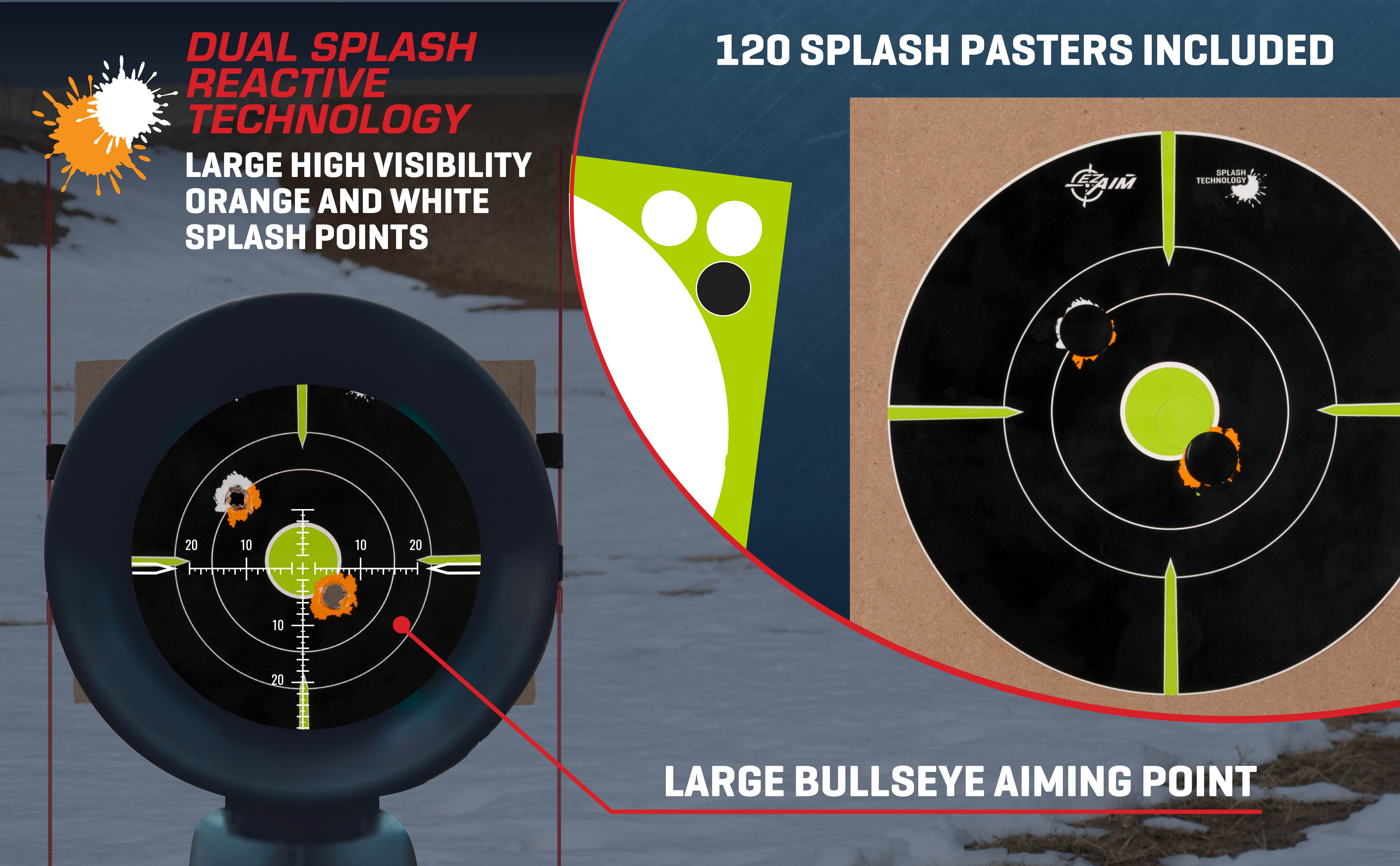 EZ Aim Splash Adhesive Bullseye Targets, 6 x 6 Inch, 10 Pack
