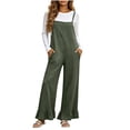thumbnail image 2 of SAWOBUUN Womens Wide Leg Jumpsuit Adjustable Straps Casual Overalls Ruffled Hem Loose Fit Sleeveless Jumpsuits, 2 of 9