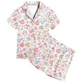 thumbnail image 1 of Girls Sleepwear & Robes Kids Pattern Printed Short Sleeve Button Down Pajamas Shorts Set Sleepwear Outfits, 1 of 4