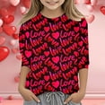 thumbnail image 2 of PMVFHDE T-Shirts Graphiques pour Filles T-Shirts Graphiques pour Filles T-Shirts à Manches Courtes pour Filles Hauts d'Été Mignons T-Shirts Imprimés de la Saint-Valentin pour Filles Col Rond Fonctionnel Manches 3/4 Rouge, 13-14 Ans, 2 of 5
