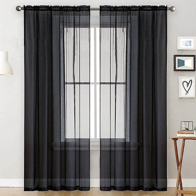 Rideaux en Voile avec Volants en Lin Optique Transparent-SHUNJING