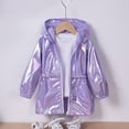 thumbnail image 4 of YunPes Toddler Girls Metallic Shiny Jacket Zip-Up Hooded Windbreaker with Elastic Waist Y2K Trendy Glitter Outdoor Clothes, 4 of 5