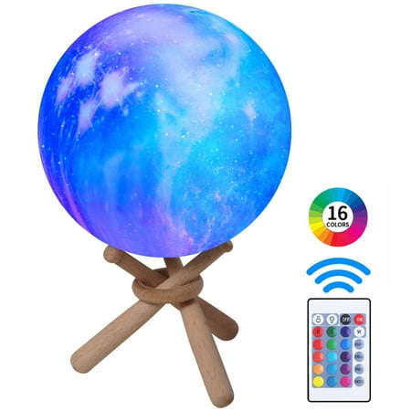 

Ghopy 3D Moon Lamp Kids Night Light Galaxy Lamp 3.9 Inches 16 Colors LED Light Moon Light with Wood Stand Remote Touch Control USB Rechargeable for Women Girls Boys Gifts