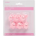 Plastic Rattle Baby Shower Favor Charms, 2.5 in, Pink, 6ct
