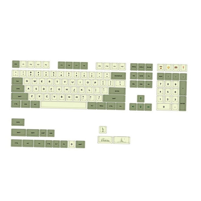 Teclas PBT de 124 teclas para teclado mecánico 61, 72, 98 y 104, exquisitas y duraderas. inglés
