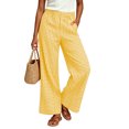thumbnail image 5 of Cagogo Women Plus Size Wide Leg High Waisted Trousers with Pockets Plaid Casual Vacation Loose Long Pants Beach Travel Trousers Summer Fashion Clothes, Yellow 3XL, 5 of 7