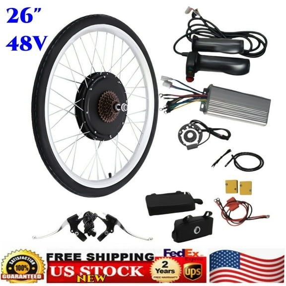 26" 48V E-Bike Rear Wheel Electric Bicycle Hub Motor Kit 1000W Conversion Kit