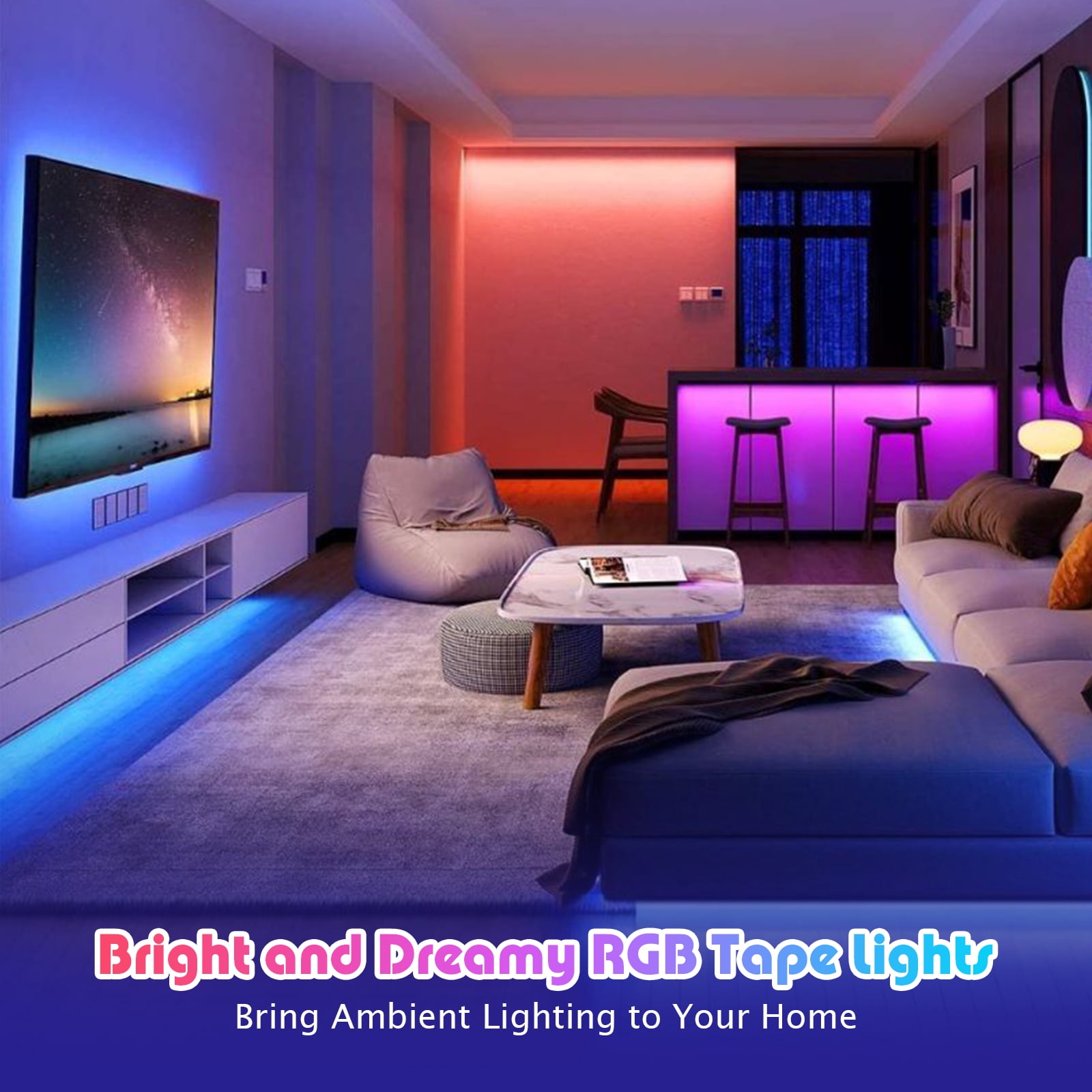 Pinegreen Lighting 18' RGB LED Tape Light with Remote Control