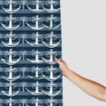 thumbnail image 3 of Orinice  Nautical Shower Curtain, Anchor Pattern Marine Themed Symmetric Adventure Cottage Ship Boat Motif, Cloth Fabric Bathroom Decor Set with Hooks 60x72, 3 of 7