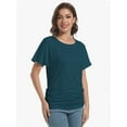 thumbnail image 3 of Womens Short Sleeve Boat Neck Side Shirring Dolman Drape Top, 3 of 6