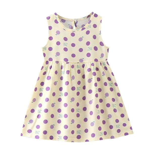 Odeerbi Niñas Verano Tanque Vestido Lunares Imprimir Sol Vestido Bebé Gráfico Imprimir Vestido Sin Mangas A-Line