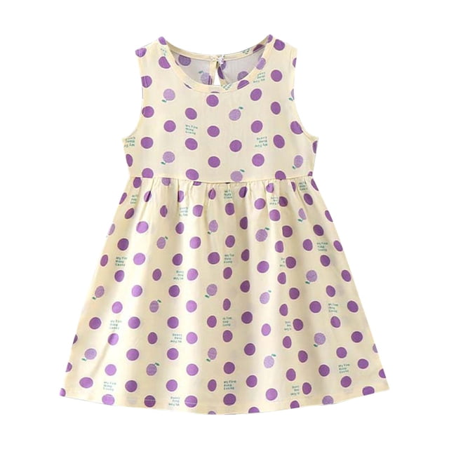 Odeerbi Niñas Verano Tanque Vestido Lunares Imprimir Sol Vestido Bebé Gráfico Imprimir Vestido Sin Mangas A-Line