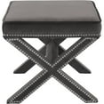 thumbnail image 3 of Meridian Furniture 126Grey Nixon Collection Modern | Contemporary Velvet Upholstered Ottoman / Bench with X-Leg Design, Deep Button Tufting and a Solid Wood Frame Grey 20.5" W x 20.5" D x 19" H, 3 of 8