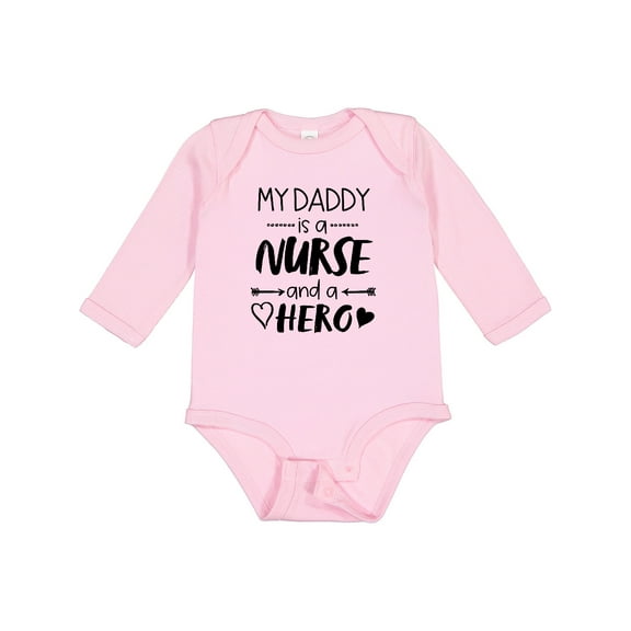 Inktastic My Daddy is a Nurse and a Hero Boys or Girls Long Sleeve Baby Bodysuit