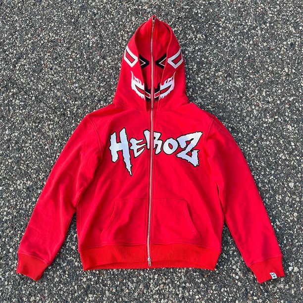 Sudadera con capucha Y2k con cremallera y estampado gráfico de letras góticas de Harajuku, sudadera con doble sombrero para hombre, sudadera informal de gran tamaño de High Street Y2k