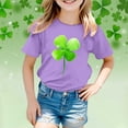 thumbnail image 2 of FUZHIQ St. Patrick's Day Shirts for Girl Boys Shamrock Short Summer Shirt Tops Spring Round Neck Festival Casual Outdoor Girls T-Shirts 8-10(Purple,2-3 Years), 2 of 4