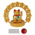 thumbnail image 1 of Car Temporary Parking Card Plate Waving Arm Fortune Cat Solar Powered with Adhesive Number Sticker Car Ornament for Parking Champagne Cat, 1 of 19