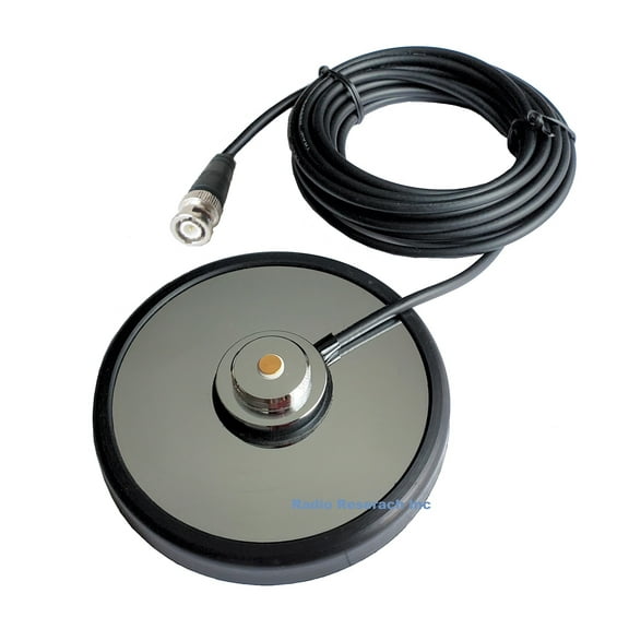 5" Magnet Radio Antenna Mount NMO With 17' RG58/U And BNC Connector. For Scanners And Two-Way Radios. TRAM 1240BNC