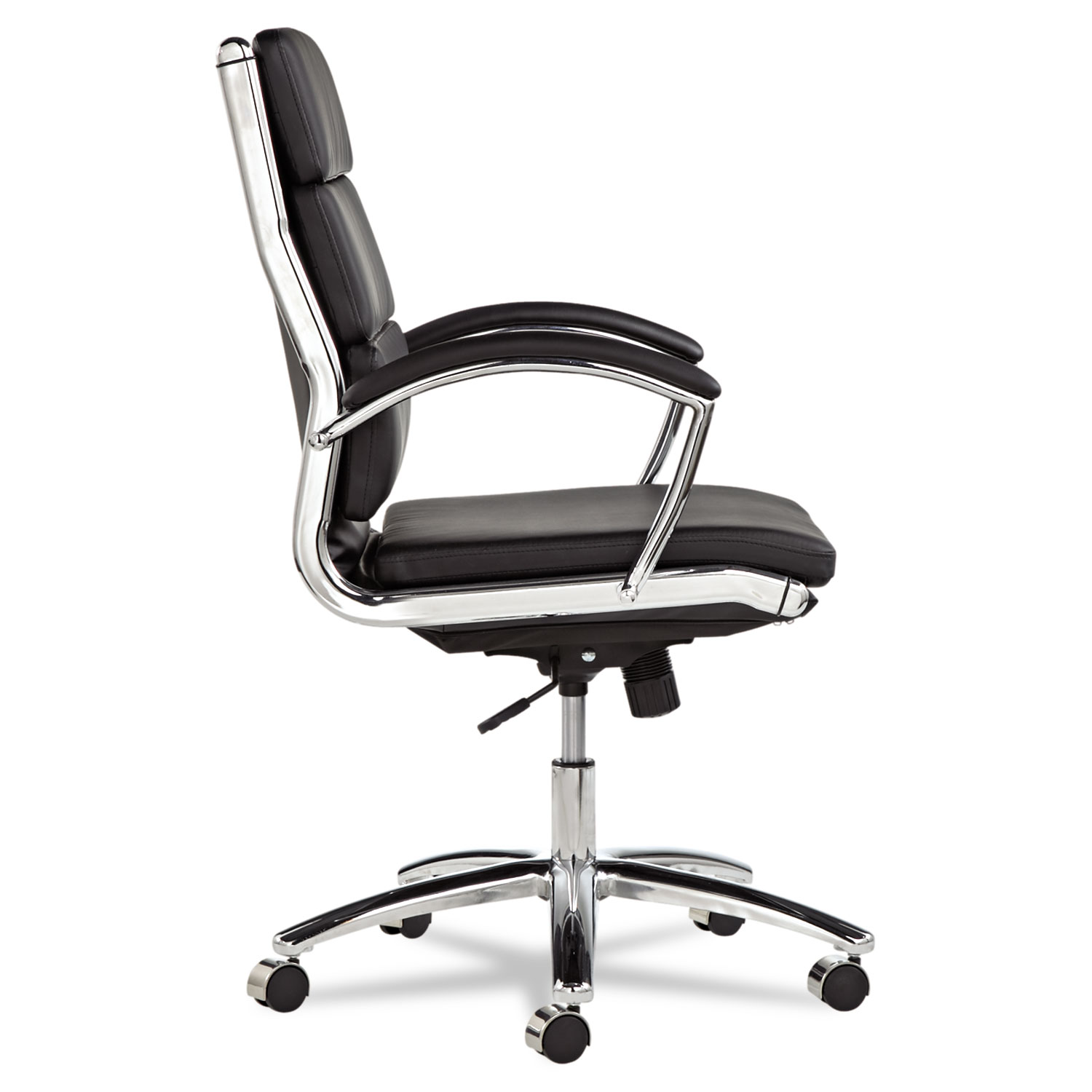 Alera Neratoli Mid-Back Slim Profile Chair, Faux Leather, Supports Up to 275 lb, Black Seat/Back, Chrome Base - image 2 of 8