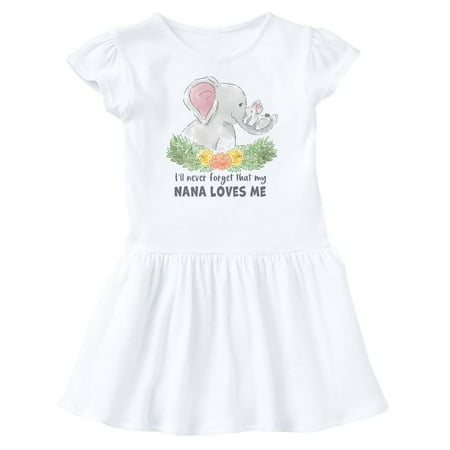 

Inktastic I ll Never Forget That My Nana Loves Me with Cute Elephants Gift Baby Girl Dress