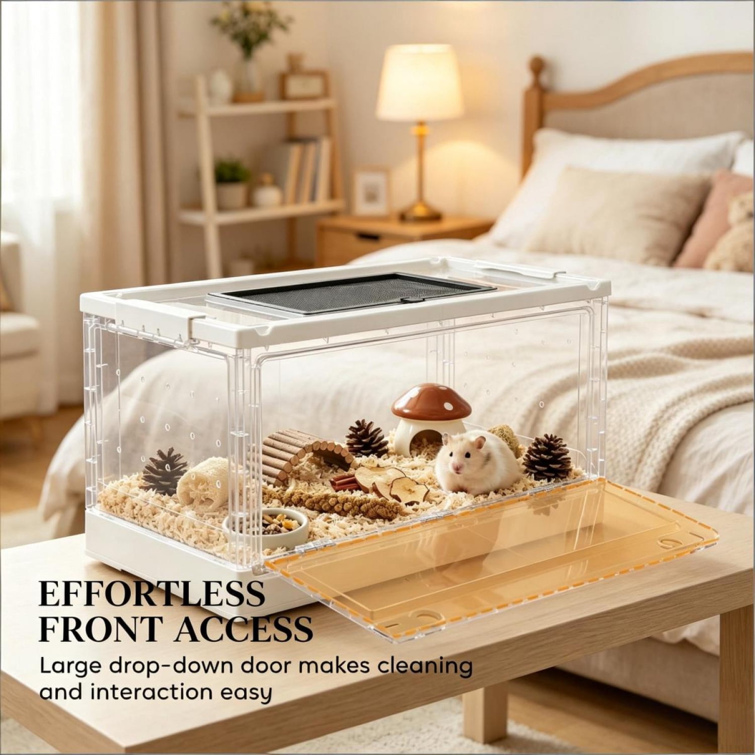 FENGFAN Stackable Hamster Cage 21.7" Small Animal Habitat with Front Door 1 Pack