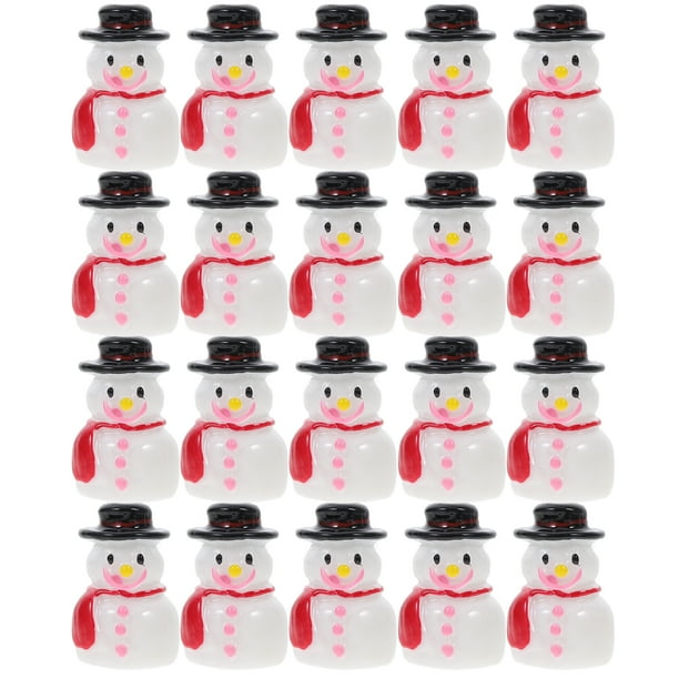 20 piezas estatuilla navideña en miniatura, pequeñas estatuas de muñeco de nieve, figuritas de muñecos de adorno con sombrero de copa para decoración de tartas de fiesta en casa de Navidad