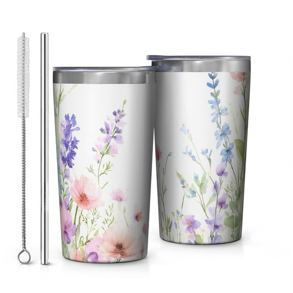 Pioneer Flower and Butterfly 10oz Tumblers Stainless Steel Tumbler with Lid and Straw,Vacuum Insulated Double Wall Travel Tumbler Cups with Cleaning Brush for Coffee, Tea
