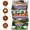 thumbnail image 7 of Farmhouse Purple Brown Round Tablecloth, Fitted Table Cover with Elastic for 55"-60" Round Tables, Vintage Wooden Striped Table Cloth Outdoor Indoor Dinning Party Waterproof Tablecloths, 7 of 7