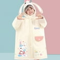 thumbnail image 4 of JUMESG Girls Rain Jacket Big Kids Kids Raincoats Waterproof Rain Jacket Hooded Rain Poncho Toddler Boys Girls Rain Suit Reusable Rainwear (Beige,M), 4 of 4