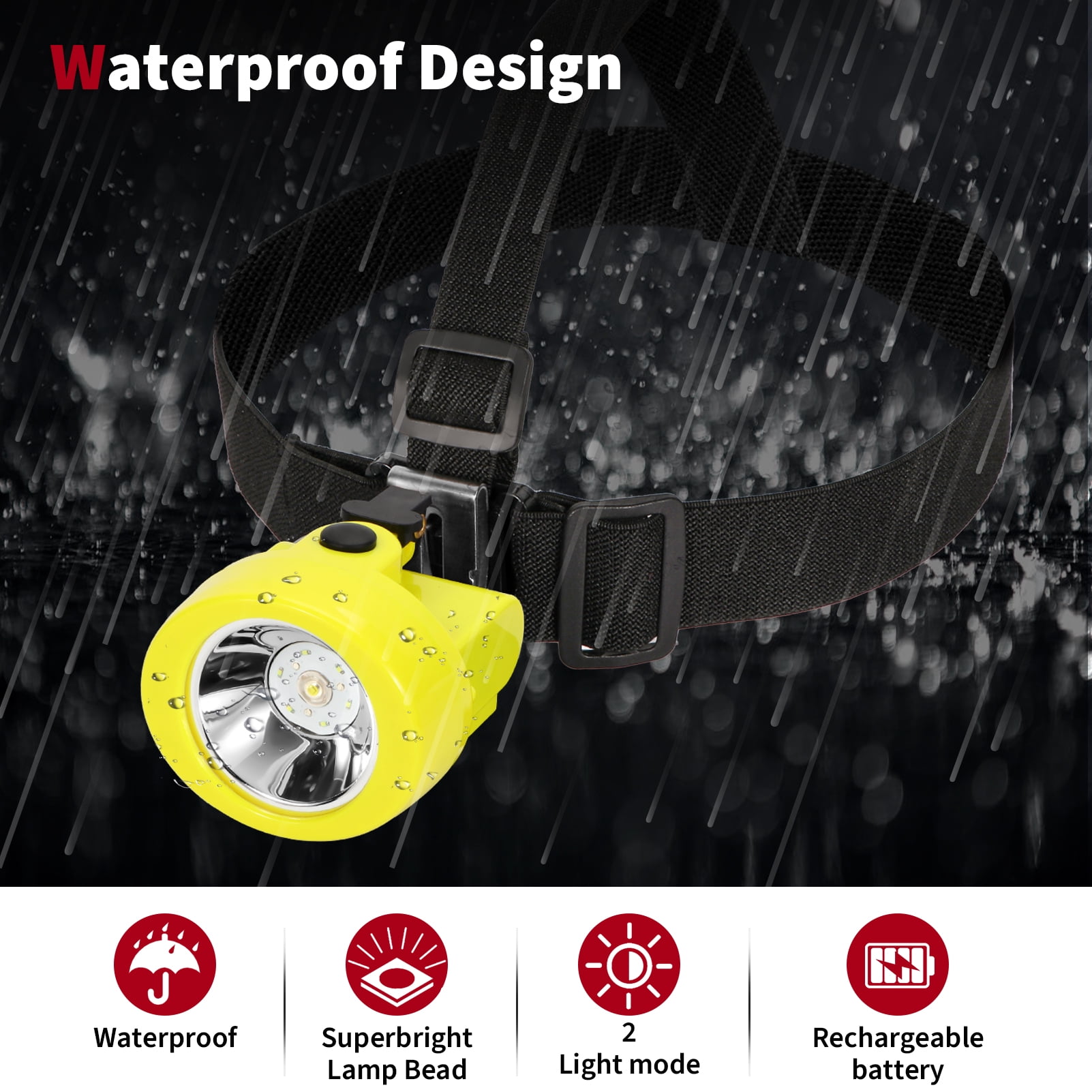 Hunting Friends Coon Hunting Lights Waterproof Mining Light Explosion Proof Miners Headlamp Rechargeable Headlight Flashlight for Mining Coal Night Fishing Hunting Camping
