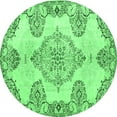 thumbnail image 1 of Ahgly Company Indoor Round Medallion Emerald Green Traditional Area Rugs, 4' Round, 1 of 4