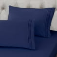 thumbnail image 4 of SHAREWIN Navy Blue Full Size Bed Sheet Set - 1800 Thread Count Deep Pocket to 21 inches Mattress 4 Piece, 4 of 8