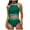 Green, variant on Womens Tankini Swimsuit Floral Print High Waist Bottom Adjustable Two Piece Swimwear Tummy Control Beach