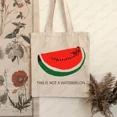 thumbnail image 4 of Bolso de mano con patrón de sandía para mujer, contra la guerra de lona bandolera, bolso de compras reutilizable, el mejor regalo para la Paz, 4 of 5