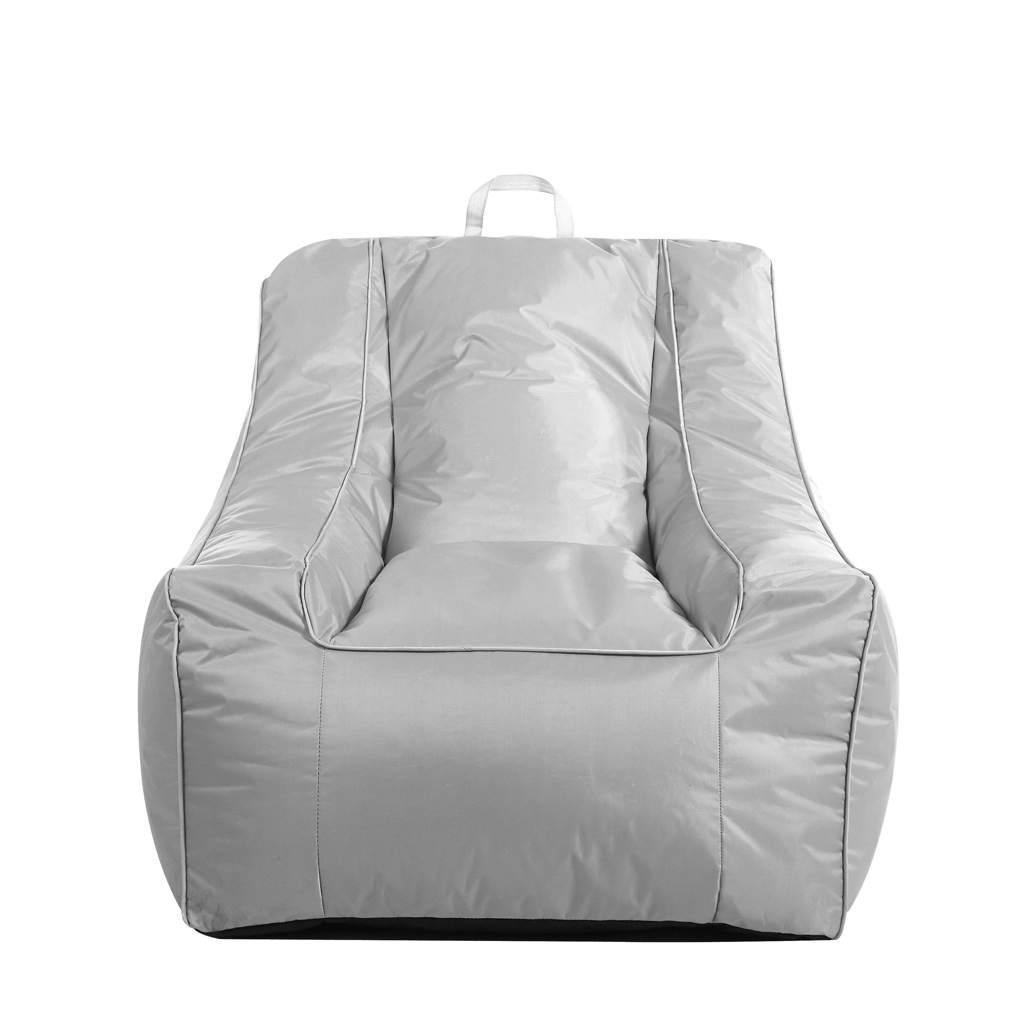 Urban Shop Supportive Polyester Canvas Bean Bag with Pocket, Silver