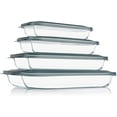 thumbnail image 1 of KOMUEE 8 Pieces Glass Baking Dish with Lids Rectangular Glass Baking Pan Bakeware Set with Lids, Baking Pans for Lasagna, Leftovers, Cooking, Kitchen, Fridge-to-Oven, Gray, 1 of 7