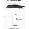 thumbnail image 3 of PURPLE LEAF 6' x 4' Rectangular Outdoor Table Umbrella with Crank and Tilt, Aluminum Frame Patio Market Sun Umbrella, 8 Sturdy Ribs, Light Gray, 3 of 10