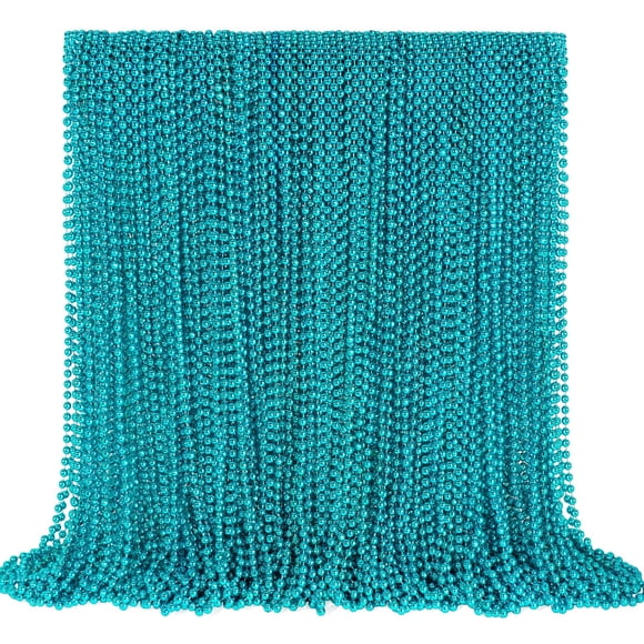 Collares de cuentas YAXINRUI, color verde azulado para Mardi Gras, 144 unidades, 84 cm, obsequios de fiesta