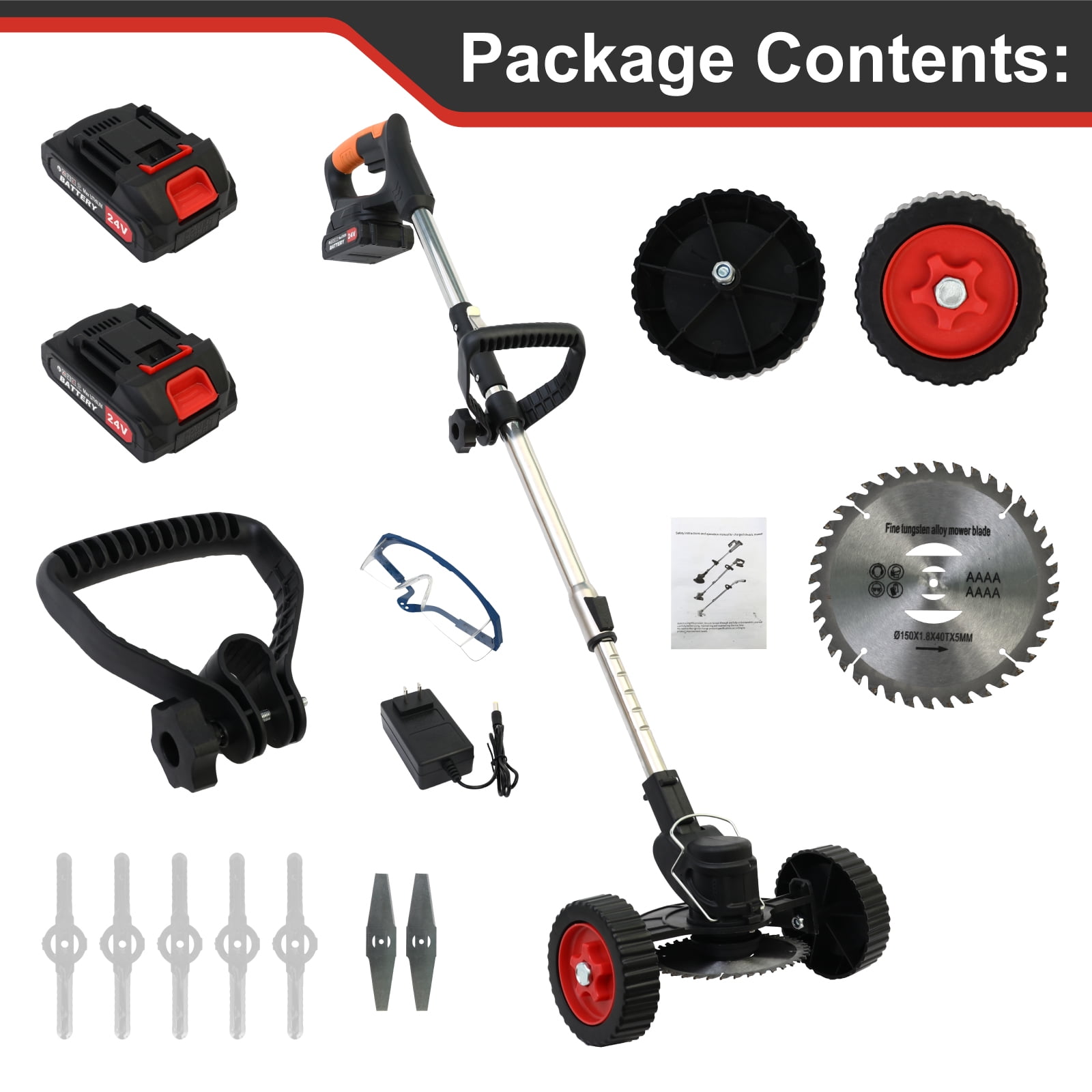 Baokaler Foldable Grass Trimmer,24V Weed Eater,String Trimmer Cordless, Electric Weed Trimming Tool for Lawn Care and Garden Yard Work