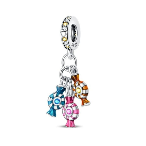 KUNSIR Lollipop Sweet Candy Charm 925 Sterling Silver Dangle Charm for Bracelet Necklace Charms