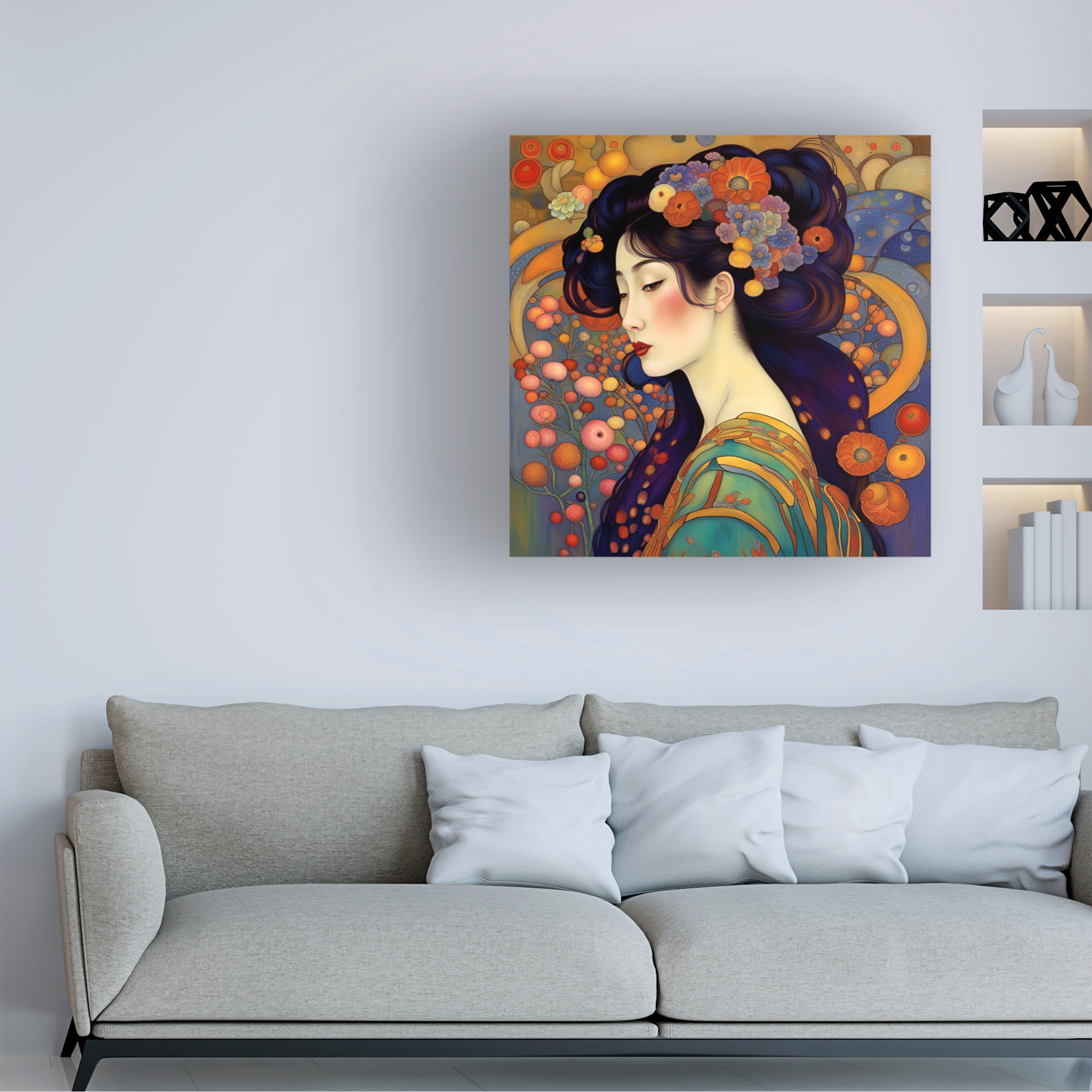 Canvas Wall Art - Tina Lavoie 'Art Nouveau Beauty XX' Wall Art for Living Room, Bedroom, or Office DÃ©cor by Trademark Fine Art - 35 x 35 Inches