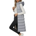 thumbnail image 3 of Vividxx Winter Hooded Vest Long Sleeveless Gilet With Zip Front Lined Warm Outerwear Coat Fall Fashion Outfits, 3 of 8