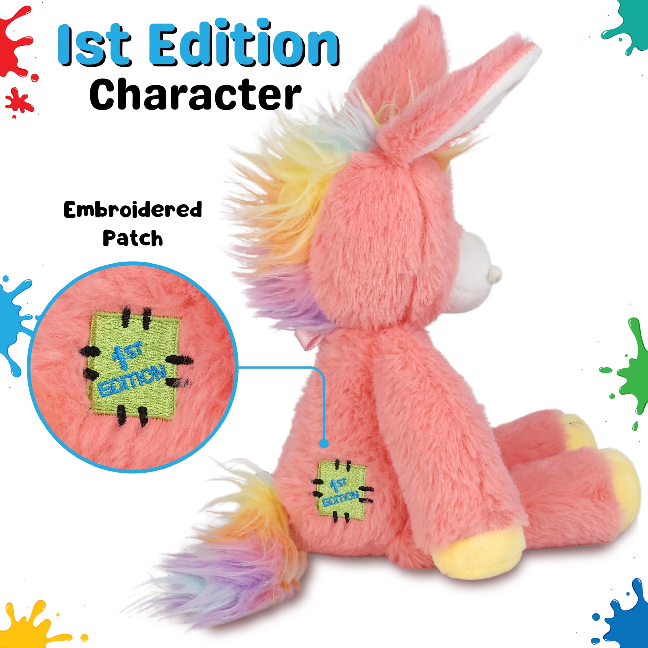 The Adventure Crew Gemma the Unicorn Plush Comfort / Activity Toy for Newborn and Up | Ultra-Soft, 11.5" Compact Size with Weighted Limbs | Interactive Companion for Early Learning