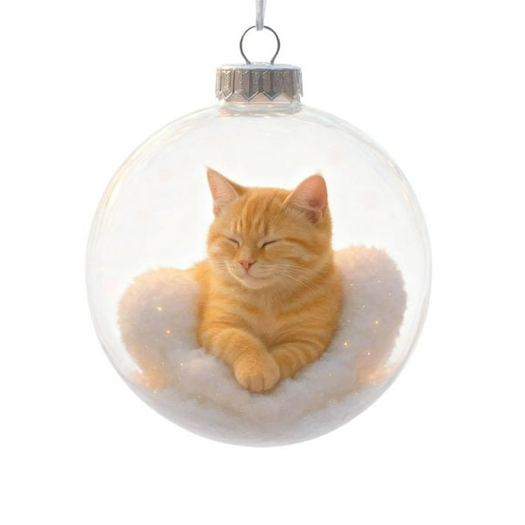 Cute Cat Christmas Glass Ornaments Collection,Xmas Tree Kitten Ball Ornament,Vivid 3D Animal Decoration,Perfect Holiday Decor for Cat Lovers, for Xmas Home Party Centerpiece Mantel