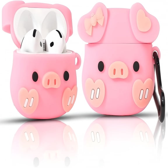 GJX Case for Wireless Earbuds with Carabiner, Silicone Charging Protective Cover with Cartoon Skin Design for 4th Generation Headphones